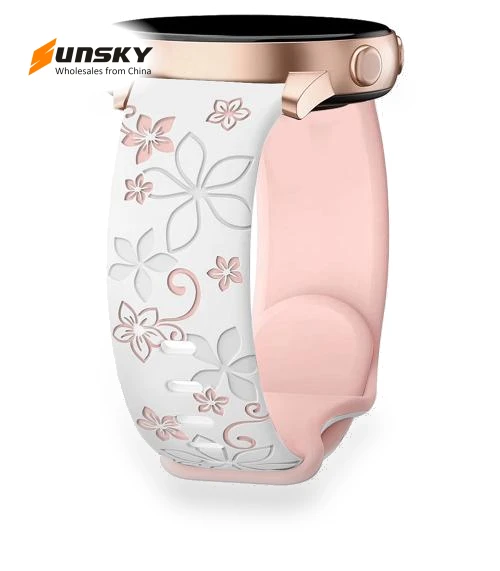 Two Color Bauhinia Embossed Silicone Watch Band — Bands