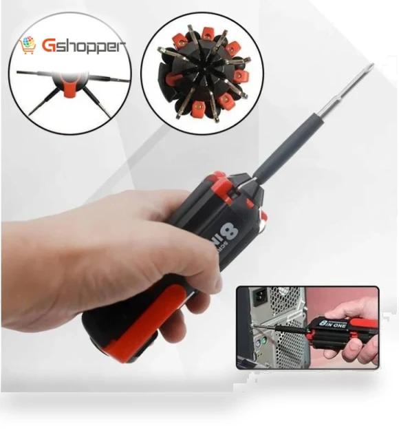 8-in-1 Screwdriver with Worklight and Flashlight — Screwdrivers