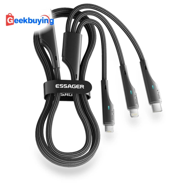 3 in 1 USB A to USB C, Lightning, Micro Charging Cable — Cables, ESSAGER