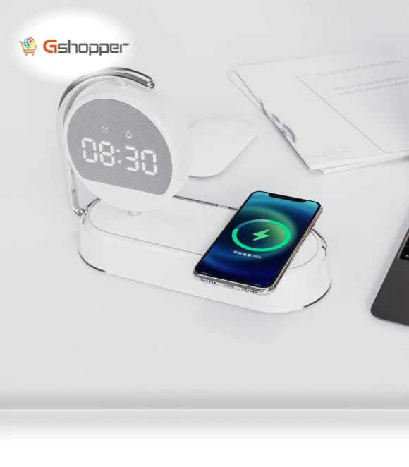 Desktop Clock Alarm Clock with Wireless Charging and Night Light — Alarm
