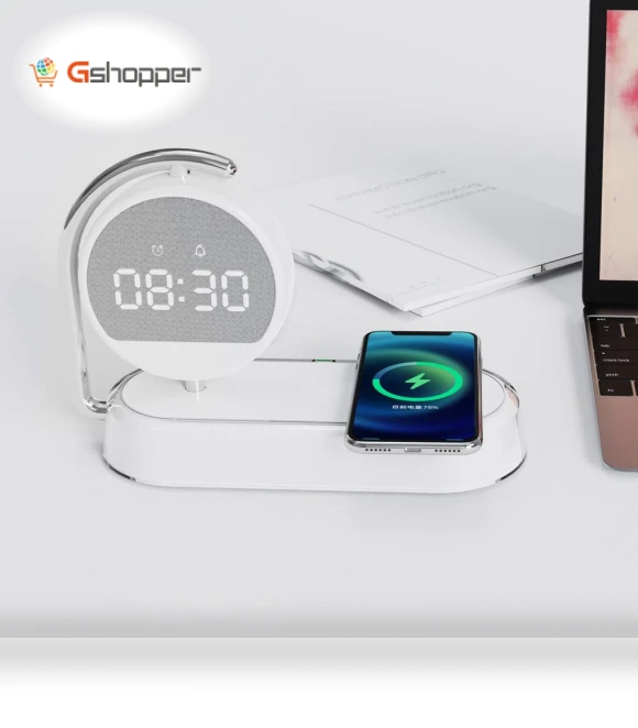 Desktop Clock Alarm Clock with Wireless Charging and Night Light — Alarm