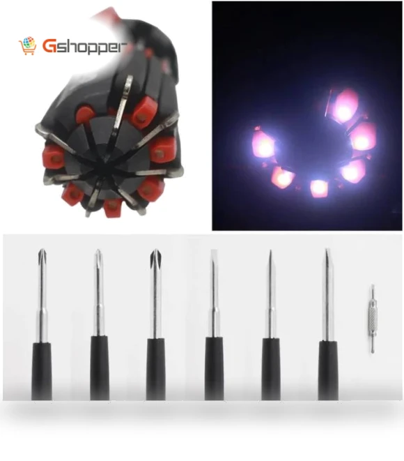 8-in-1 Screwdriver with Worklight and Flashlight — Screwdrivers