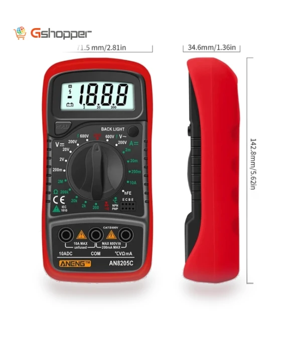 Digital Multimeter AC/DC Ammeter Volt Ohm Tester Meter — Multimeters & Analyzers, ANENG