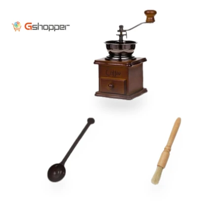 Manual Coffee Mill with Wood Stand Bowl — Electric Blade Coffee Grinders
