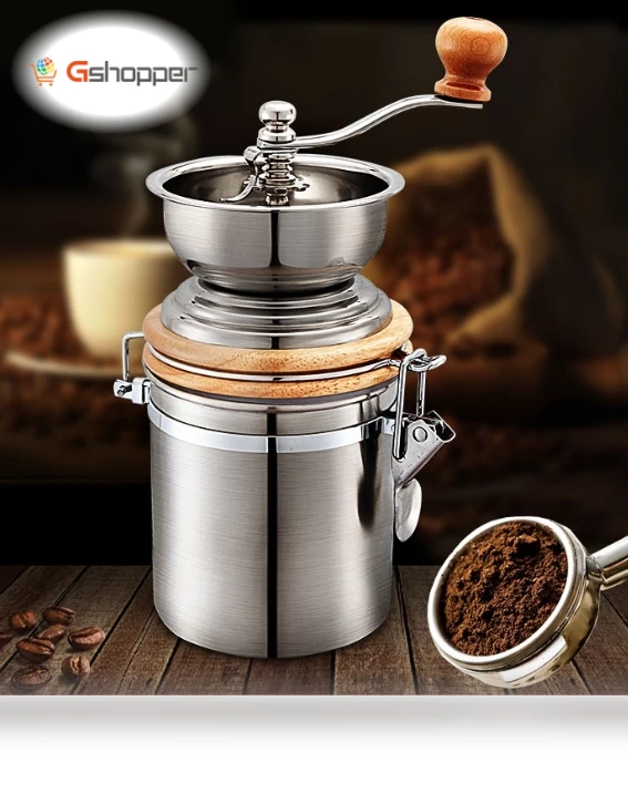 Stainless Steel Hand Crank Coffee Bean Grinder — Electric Blade Coffee Grinders