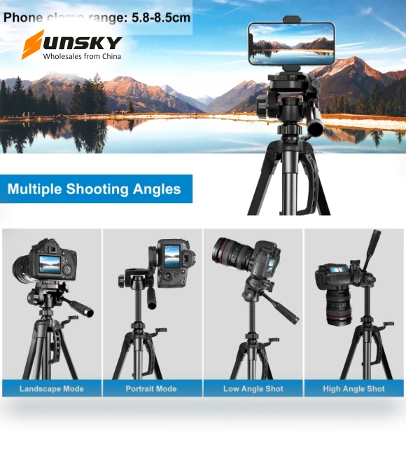 Aluminum Selfie Live Tripod Mount with Three-dimensional Head & Phone Clamp — Camera Supports, PULUZ