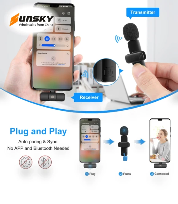 Wireless Lavalier Noise Reduction Reverb Microphones — Audio Capture Devices, PULUZ