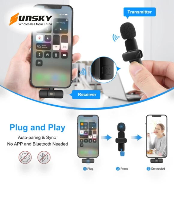 Wireless Lavalier Noise Reduction Reverb Microphones — Audio Capture Devices, PULUZ