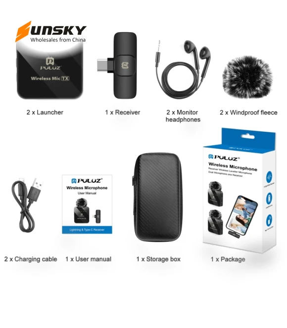 Wireless Lavalier Microphone for Type-C Phone — Wireless Systems, PULUZ