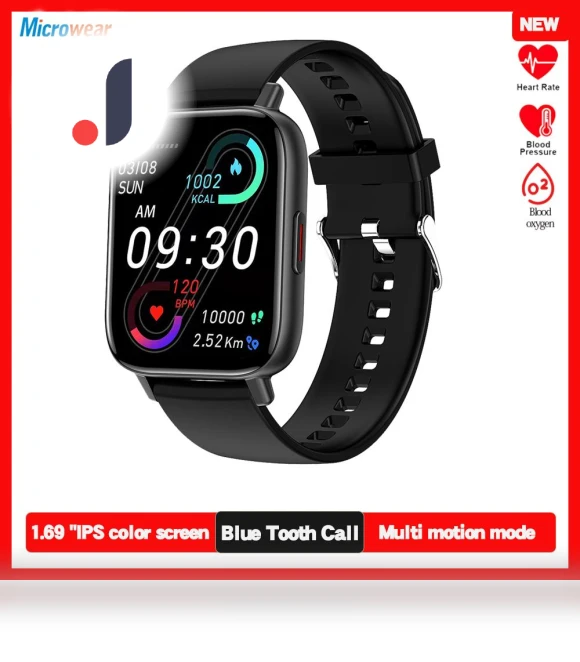 Bluetooth Smart Watch with Blood Pressure and Oxygen Monitor — Smartwatches, Tiktop2