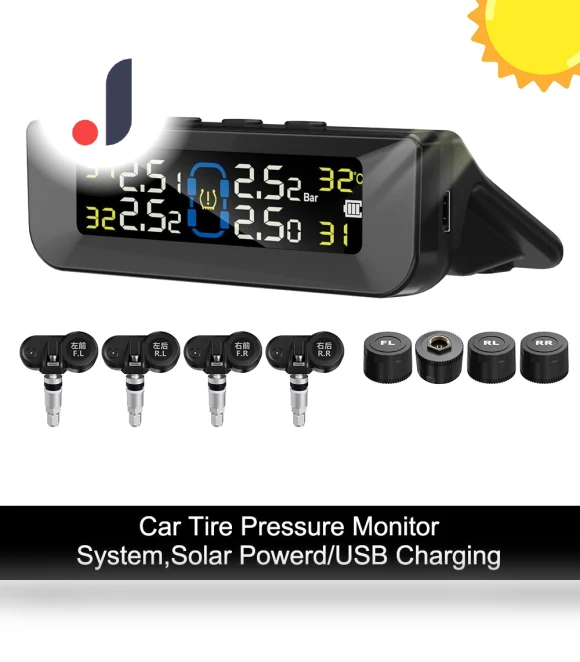 Real-Time TPMS Monitor with Solar/USB Power — TPMS Sensor Replacements, FORAUTO