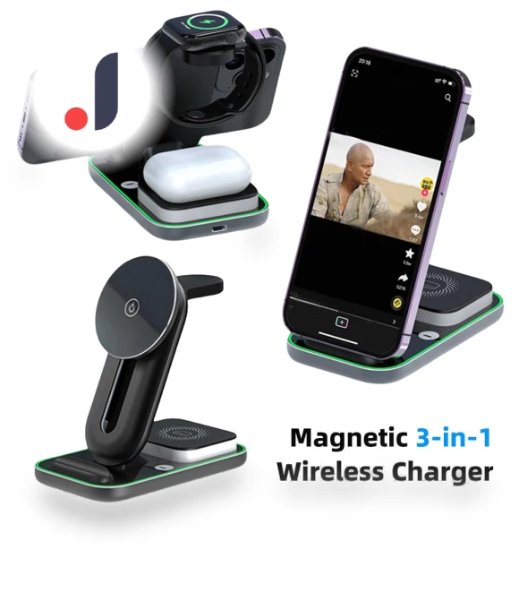 Magnetic Wireless Charging Station 3-in-1 — Chargers, HOME-Auto-001