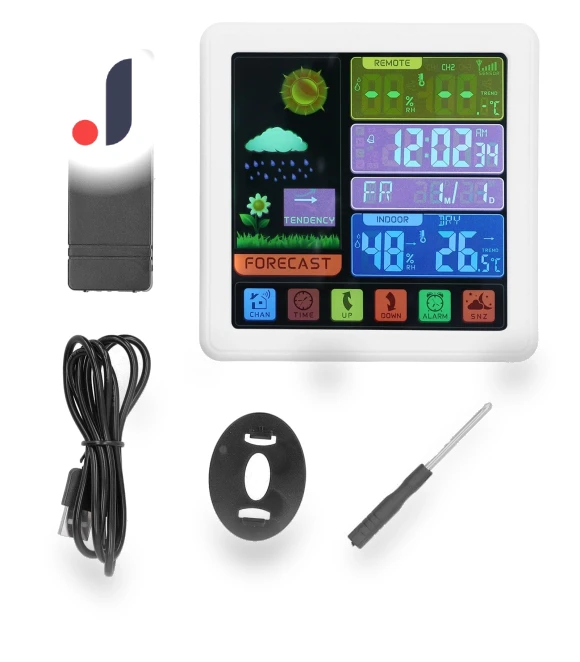 Wireless Weather Clock with Digital Thermometer and Hygrometer — Weather Monitoring Clocks, Vestidos