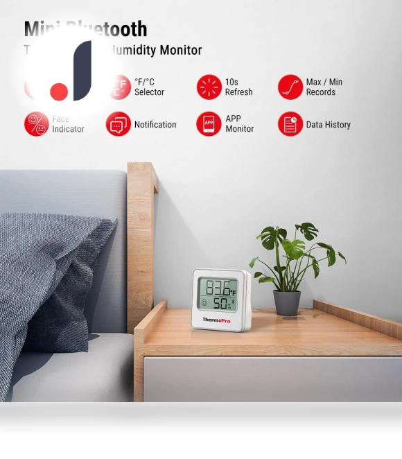 Digital Bluetooth Smart Home Thermometer-Hygrometer — Home Climate Control, ThermoPro