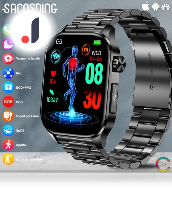 ECG + PPG + HRV Health Smartwatch — Smartwatches, SACOSDING