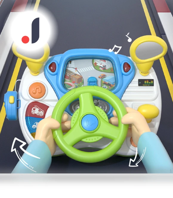 Steering Wheel Toy Simulator with Music and Touch Lighting — Toy Vehicles, baby and kids
