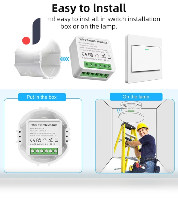 Mini Tuya 2/3/4-channel WIFI Smart Switch DIY Module — Smart Home Modules, AUBESS