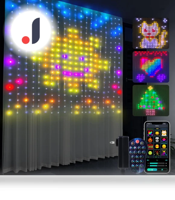 Programmable RGBIC LED Curtain Lights — String Lights, HOME-Auto-001