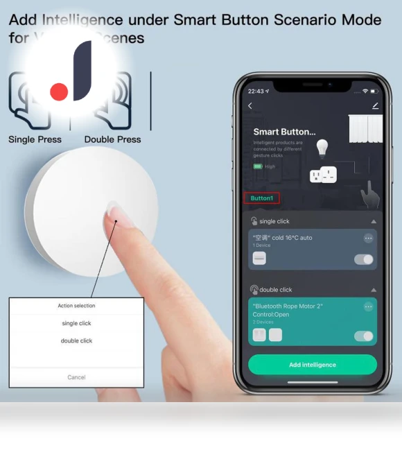 Wireless 2-Scene Button Controller — Smart Home Hubs & Controllers, HOME-Auto-001