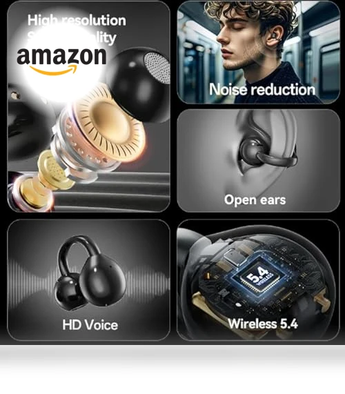 Clip On Ear Headphones with Touch Screen — Over-Ear Headphones, Generic