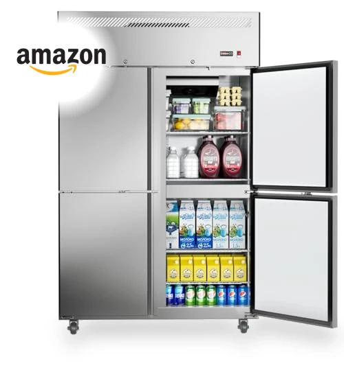 Commercial Refrigerator 4 Door Stainless Steel Reach-in Solid Door Upright Fridge — Mini Fridges, Ferueo