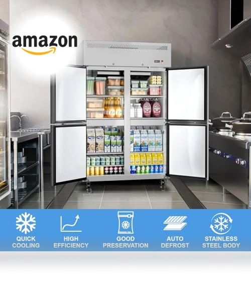 Commercial Refrigerator 4 Door Stainless Steel Reach-in Solid Door Upright Fridge — Mini Fridges, Ferueo
