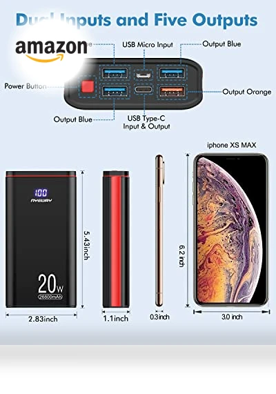 USB C Portable Charger PD 20W Fast Charging Power Bank — Chargers, Ayeway