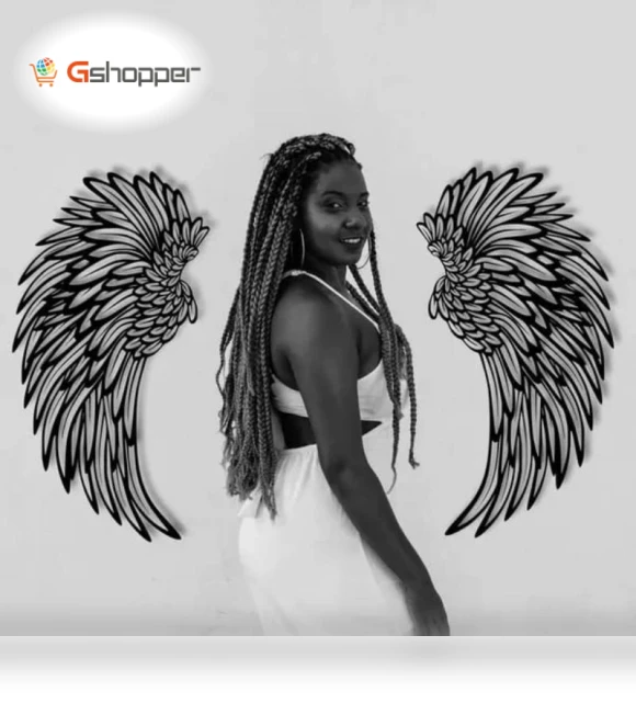 Angel Wings Metal Wall Art with LED Lights — Overhead Lighting