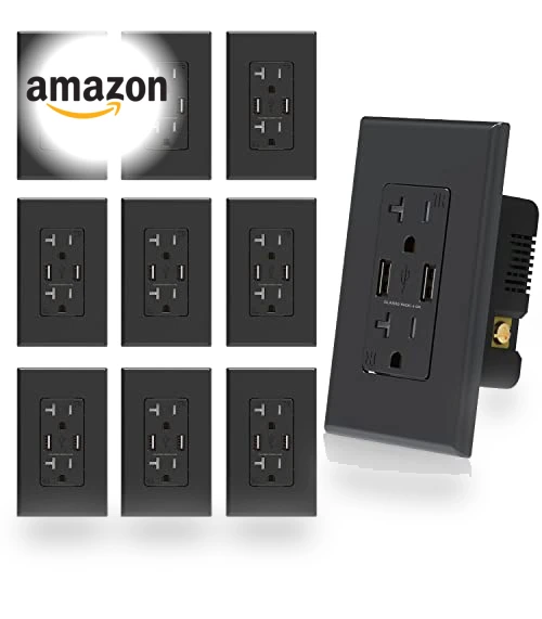 USB Wall Outlet Receptacle with Dual USB Ports — Standard Outlets, ELEGRP