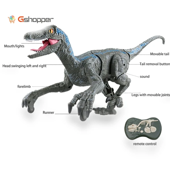 Velociraptor Dinosaur Jurassic Dinobot Toy — Remote Control Cars, RC Raptors