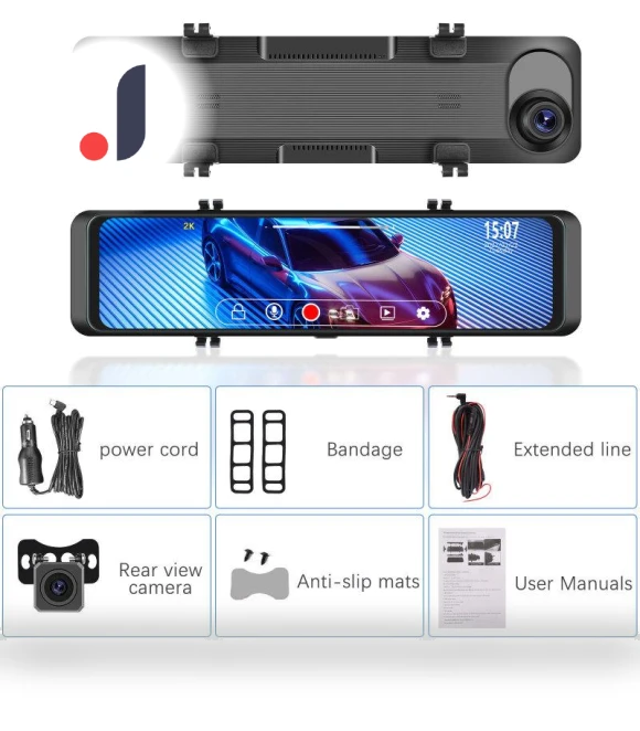 10.88-inch Mirror Dash Cam 2K — Rearview Cameras for Cars, Home Of Auto Parts