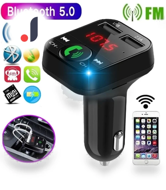 Bluetooth 5.0 FM Transmitter — Phone Accessories, Foot Living