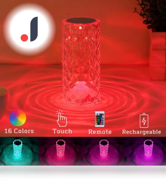 Round Crystal LED Table Lamp with Touch Remote Control — Desk & Table Lighting, Binchi Lighting Appliances