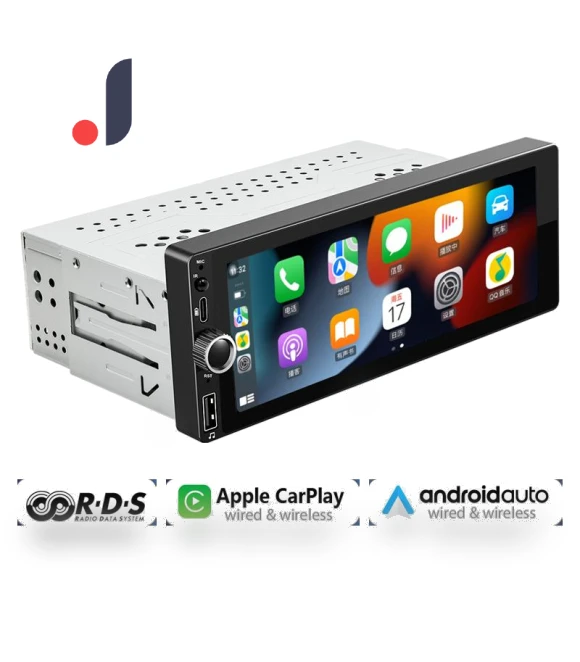 1 Din CarPlay Android-Auto Touchscreen Multimedia MP5 Player Bluetooth Handsfree 6.86 Audio System Head Unit — Stereo Receivers, Tulan market