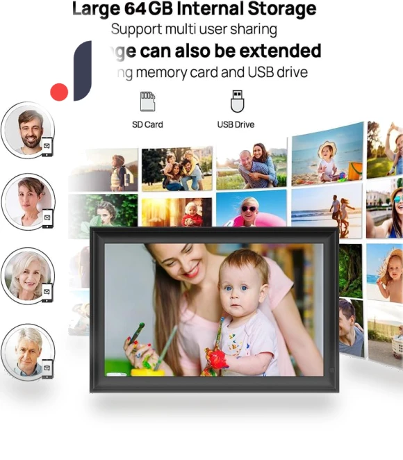 15.6-inch Built-in 64GB WiFi Large Touch IPS Digital Photo Frame — Digital Frames, Reakosound