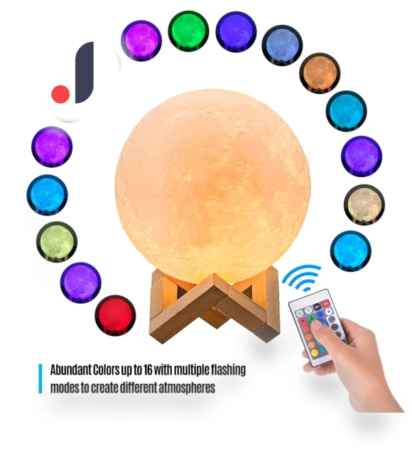 3D Moon Lamp — Night Lights, TOP MALL-004