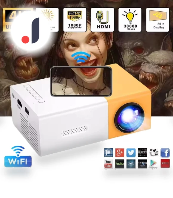 Smart Projector WiFi Auto Focus Bluetooth Android LED HD — Home Theater Projectors, GLOBUS