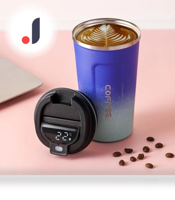 Gradient Color 304 Insulated Stainless Steel Smart Display Temperature Coffee Mug — Beverage Warmers, Factory Discount Outlet