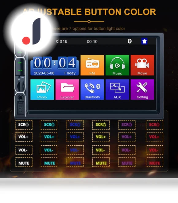 2 Din Car Radio with 7" HD Touchscreen — Car Installation Essentials, HOME-Auto-001