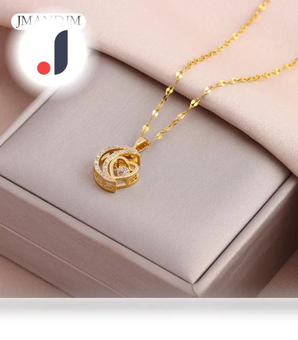 Fashionable slightly zirconium-inlaid smart moon pendant necklace — Smart Jewelry, JMANDJM