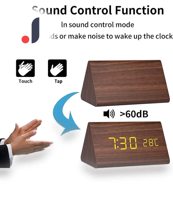 Triangular Wooden LED Smart Alarm Clock — Clocks