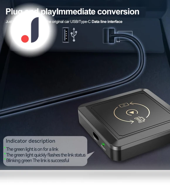 2in1 Wireless CarPlay Dongle Android Auto Box Smart AI Box — Stereo Receivers, Kebidumei