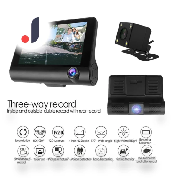 4-inch 3-channel car dash cam — Rearview Cameras for Cars, Auto Launcher