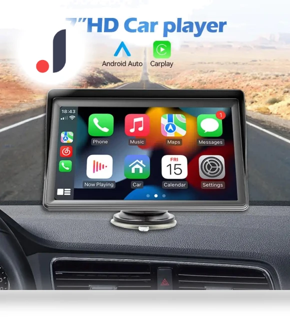 7-inch Portable Wireless Carplay Android Auto Car Radio Multimedia Video Player — Stereo Receivers, Auto Launcher