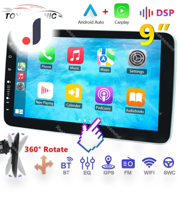 9-inch Rotatable 360° Touch Screen Car Radio — Stereo Receivers, ToyousoniC