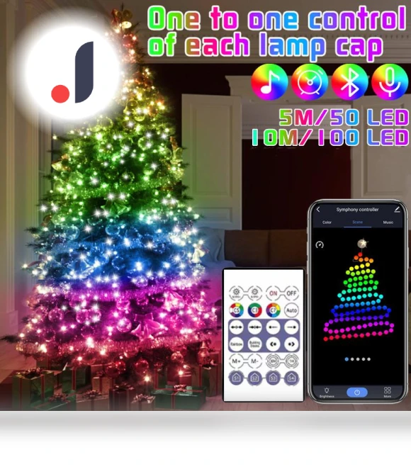 Christmas Tree RGB Smart Bluetooth Lights — String Lights, 1Traveling