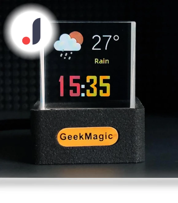 Holographic Photo Display Crystal Cube Smart Weather Station Digital Clock with GIF Animation Album — Weather Monitoring Clocks, Serene Homes