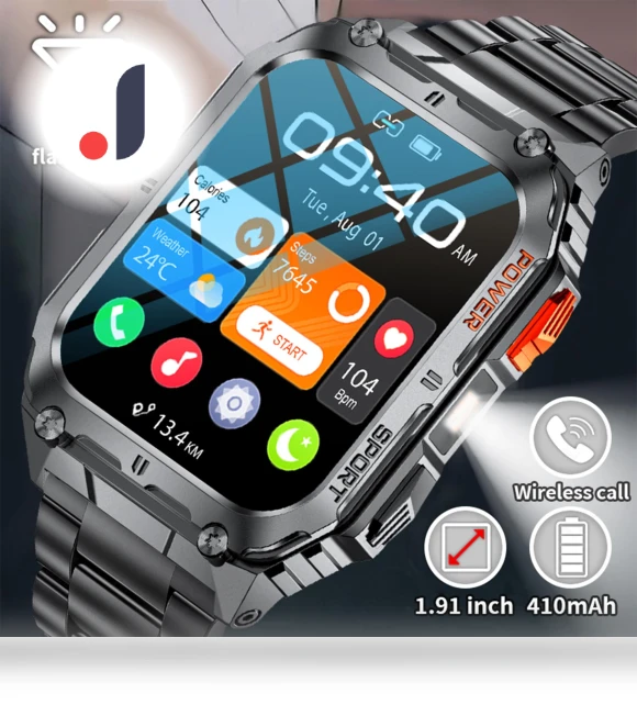 LED Flashlight Smart Watch for Men — Smartwatches, LIGE