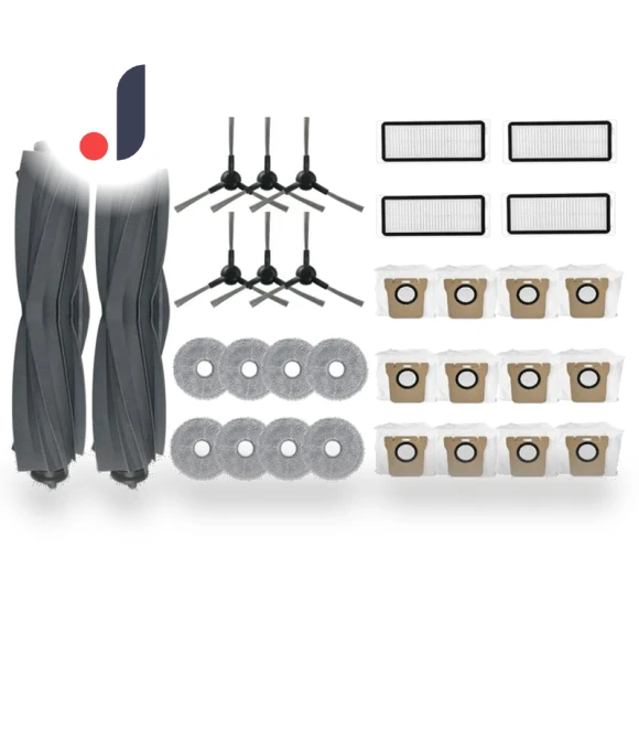 Main Side Brush, HEPA Filter, Mop Cloth, Dust Bag Cloth Replacement Accessories Kit — Parts & Accessories, Lntelligent Living Hall