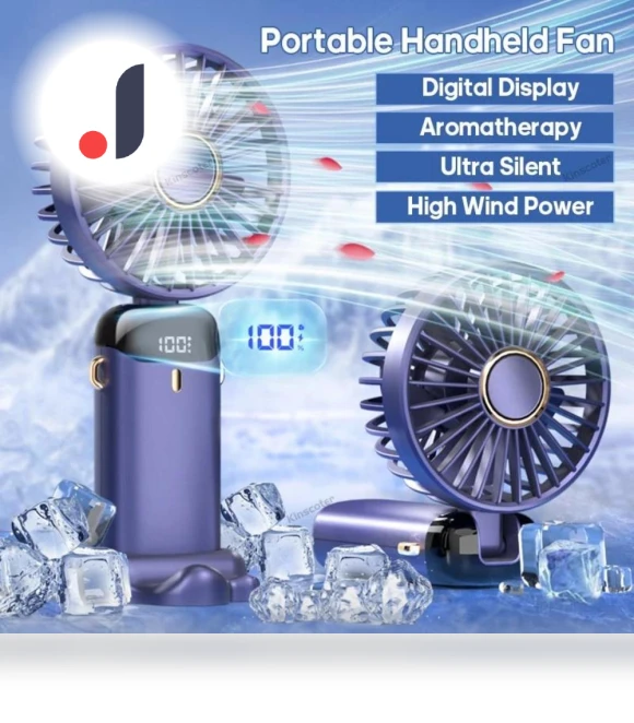 Portable USB Charging Fan with Digital Display — Portable Cooling Solutions, Bling Bling Goods